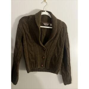 Vintage J Crew Outfitters Cable Knit Long Sleeve Wool Sweater Small Button Up